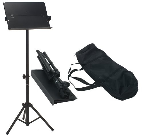 Audio2000'S AST444 Portable Heavy-Duty Sheet Music Stand with Foldable Book Plate and Heavy-Duty Carrying Bag