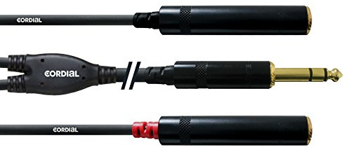 Cordial CFY 0.3 VGG Y-Adaptor Cable 6.3 mm Stereo Jack Gold to 2 x Mono Jack Sockets Gold 6.3 mm/Length 0.3 m