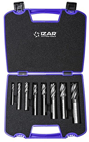 Izar 14904 Fresa Frontal Set Desbaste Fino PMX, 6644, DIN 844 NR-F, 6-8-10-12-14-16-18-20 mm Diámetro Corte