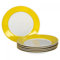 van Well Vario Frühstücksteller-Set 6-teilig - Teller-Service für 6 Personen - Kuchen-Teller mit Ø 20cm - Porzellan-Set weiß mit Rand in Gelb - Dessert-Teller-Set mikrowellengeeignet