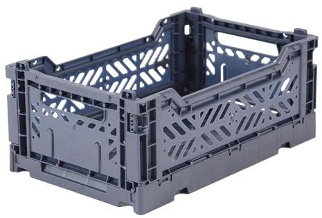 AY-KASA Blaue, Faltbare Aufbewahrungsbox mit 26,6x17,1x10,5 cm und 4 Liter Volumen - Bunte Klappbox zum Einkaufen und Aufbewahren - Stabile Faltbox aus Plastik - Organizer Box