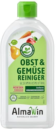 AlmaWin® Nettoyant pour légumes et fruits 500 ml pour un nettoyage doux et efficace pour toutes les variétés lisses – Nettoyant 100 % naturel pour fruits et légumes sans impuretés