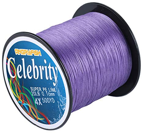 ANGRYFISH 4 Strands Super Strong Braided Fishing Line- Less Expensive -Zero Stretch -Small Diameter-Suitable For Novice Fishermen 150YD-Purple50LB