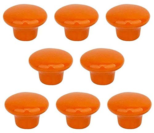 Lot de 8 boutons de porte de placard colorés - 32 mm (orange) - Rond - En céramique - Pour tiroir de cuisine, armoire, tiroir - Pour chambre d'enfant