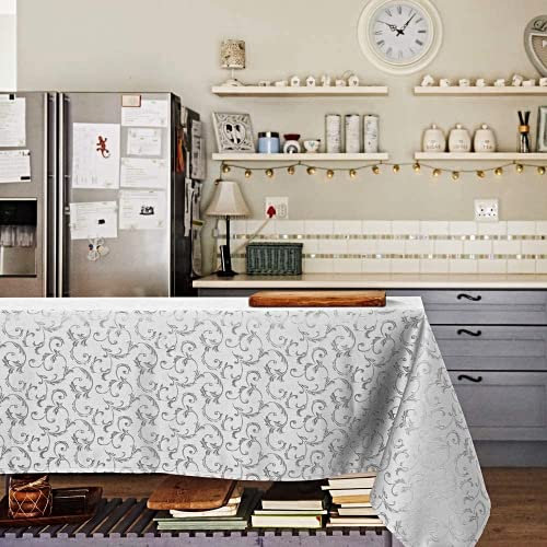 Riad Arredo Tovaglia di Natale Antimacchia Tessuto Jacquard Elengante Christmas Natalizia Moderna Idrorepellente (Ghiaccio, 140x180 cm)