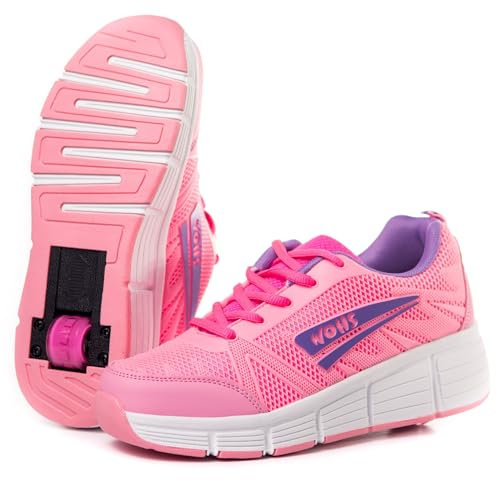 WOHS Turnschuhe mit automatisch einziehbaren Rollen. Rosa/violett. Größe 34