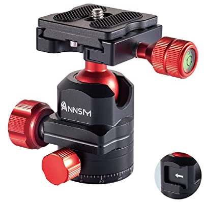 ANNSM Tripod Ball Head 360 Degree Rotating Swivel Panoramic Head with Cold Shoe Seat and 38mm Width QR Plate for DSLR Camera,Smartphone,Video Light,Slider,Stabilizer,Monopod