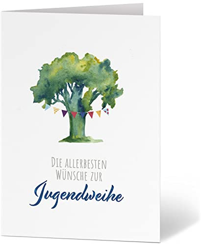 Einladungskarten Manufaktur Hamburg XXL Glückwunschkarte A4 zur Jugendweihe - große Karte mit Umschlag Jugendfeier Grußkarte für Jungen und Mädchen Motiv 8