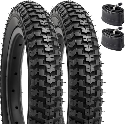 YUNSCM 12 1/2 Pulgada Bicicleta Cubierta 12 1/2x2 1/4 and Cámara de Aire 12 1/2x2 1/4 CR202 Angled Valve Compatible with 12 1/2x2 1/4 Enfant Bicicleta Bike - 2 Pack (Y-558)