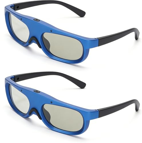 Sxhlseller 3D Glasses - DLP Link Active Shutter Rechargeable 144Hz, Lightweight and Comfortable Left Right Eye Rotation for DLP Link Projector