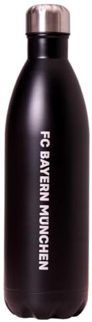 FC Bayern München Edelstahl Trinkflasche - Schriftzug - 1Liter Mattschwarz Flasche FCB