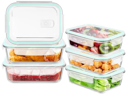 LXUDN 6 Pièces Boite Verre Hermetique Alimentaire Sans BPA - Boite Repas, Conservation, Plat Avec Couvercle, Gamelle Lunch Box