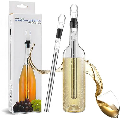 JIEYUCHU Rafraîchisseur de Bouteille de Vin Bâton, Refroidisseur de Bouteille en Acier Inoxydable, Kit de Bâtons de Refroidissement du Vin, Cadeau pour Les Amateurs de Vin