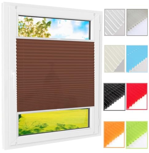 Klemmfix Estor Enrollable 55 x 80 cm Fijación sin Taladrar, Persiana de Decorativas, Estores Noche y Dia Elegantes para Ventanas, Puertas, Habitación, Marrón