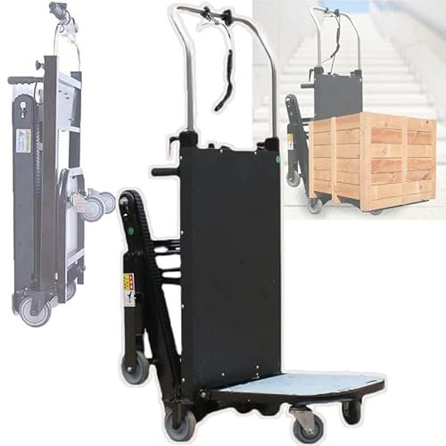 Treppensteigmaschine (24 V/26 Ah) – 120–180 Cm Teleskopgriff, Elektrische Handkarre Für Treppenlifte, Treppen Hoch Und Runter (80 Stockwerke), Belastung: 300 Kg,Black