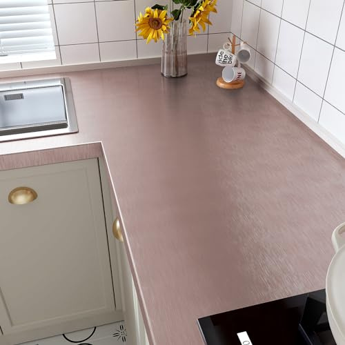 VaryPaper Rose Gold Metallic Effect Peel and Stick Wallpaper 40cmx200cm Removable Stainless Steel Contact Paper for Kitchen Worktop Sticky Back Plastic Cupboard Vinyl Wrap Appliances Fridge Sticker