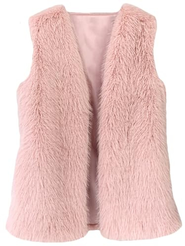 Youhan Women's Faux Fur Vest (US, Alpha, Small, Regular, Regular, Pink)