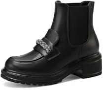 QUEEN HELENA Stivali Chelsea Bassi Stivaletti Casual con Strass Donna X31-46 (Nero, Sistema Taglie Calzature EU, Adulto, Donna, Numero, Media, 40)