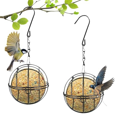 2 soportes de metal para albóndigas de maíz con ganchos en S, comedero para pájaros para aves silvestres, comedero para pájaros de jardín, resistente y duradero (negro)