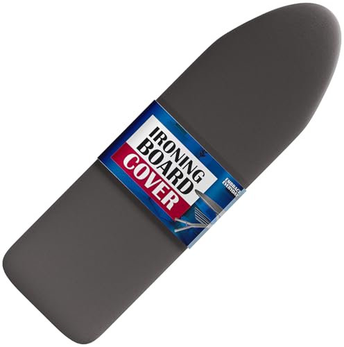 Hearth & Harbor Ironing Board Cover and Pad 15x54 Full Size, Thick Heavy Duty Scorch Resistant Padding Elastic Edge Hook & Loop Fastener, Iron Board Cover with Padding, Grey