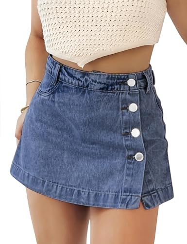 Fengbay Denim Skorts for Women Stretch High Waisted Casual Denim Mini Skirt