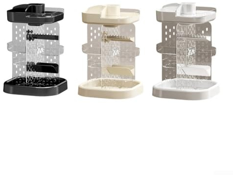 Organizador de maquillaje giratorio de 6 niveles, torre de almacenamiento de cosméticos con giro de 360 grados, estante ajustable para el cuidado de la piel para encimera de baño, silencioso (negro)