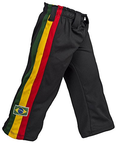 JL Sport Authentische brasilianische Capoeira Martial Arts Jungenhose (Schwarz, Jamaikanisch Reggae Thema) - 13-14