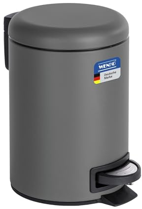 Wenko Cubo con Pedal para cosmética Leman Gris Pardo 3 l Capacidad: 3 l, Acero, 17 x 25 x 22.5 cm, Gris