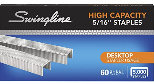 Swingline Staples, High Capacity, 60 Sheet Capacity, 5/16 Length, 210/Strip, 5000/Box (S7081032)