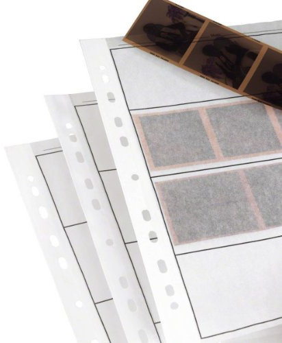100 hojas de limado negativo para 120 películas. Sin ácidos, seguro para archivar. Páginas de almacenamiento de papel cristalino premium para carpetas de anillas. Formato mediano.
