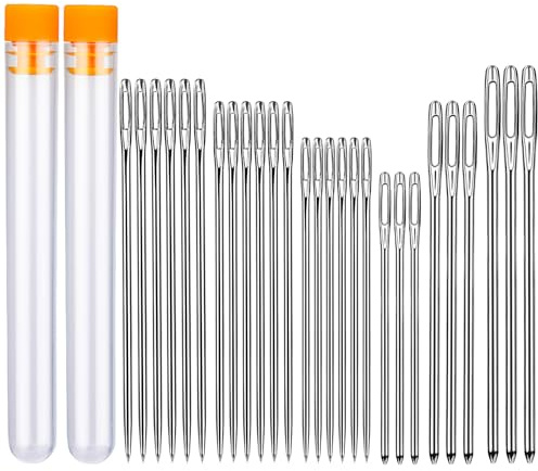 39 Pcs Big Eye Sewing Needles Kit, 6 Sizes Needles for Sewing with Sewing Needles Large Eye, Large Sewing Needles Hand Sewing Needles for Knitting Sewing