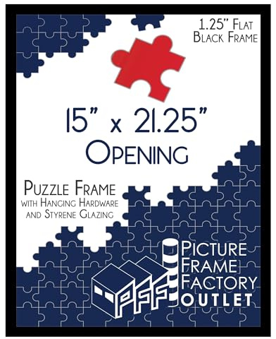 PFFO 15x21.25 Puzzle Frame, 1.25 Modern Flat Black Style, Clear Plexiglass, Strong Backing, Wall Hanging Hardware Included – Display for Puzzles, Art, Posters, or Pictures