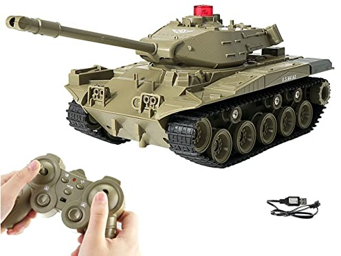 WEECOC RC Tank Military Truck Vehicles RC Car 2.4Ghz Radio Controlled Military Battle Tank Toy 270°Rotational Realistic Sounds Electronics Hobby Toys for Kids Boys (Green)