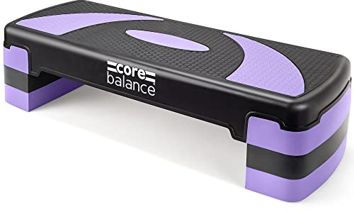 Core Balance Exercise Step Aerobic Stepper Non Slip 3 Level Height Adjustable (Purple)