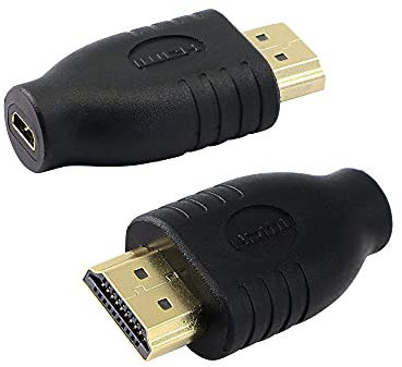PNGKNYOCN Adattatore Micro HDMI, confezione da 2, maschio a femmina, supporta 3D, 4K, 1080P, canale Ethernet, connettori placcati oro 24K, guscio in PVC, piccolo e leggero, facile da usare