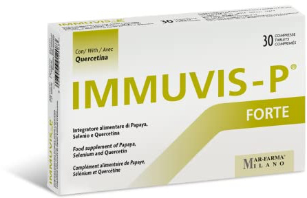 Immuvis-P Forte – Integratore Alimentare con Papaya Fermentata, Quercetina e Selenio – Supporto per Difese Immunitarie e Protezione Antiossidante – 30 Compresse