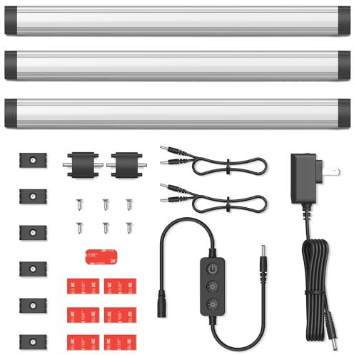 GETINLIGHT 12-inch Plug-in LED Under Counter Lights for Kitchen, Day Light 5000K, Pack of 3, IN-0110-23-SN-5K