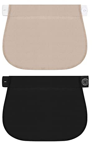 2 Stück Verstellbare Hosenerweiterung für Schwangere Elastisch Hosenbunderweiterung Verstellbarer Bund Extender Taillen Verlängerung Hosen Erweiterung für Schwangerschaftshosen(Schwarz/Khaki)