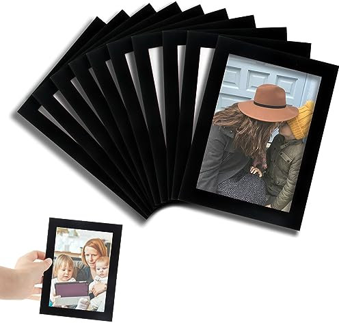 Taozoey Bilderrahmen Magnetisch, 10 Stück Selbstklebende, Aufklappbare Magnetrahmen mit Magnetverschluss, Fotos Postkarten 10 x 15 cm für Kühlschrank, Wanddekoration zu Hause, Schwarz