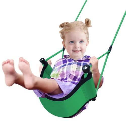 ROPECUBE Children Outdoor Swing Seat, with Adjustable Ropes, Kids Safety Playground Swing Seat Replacement for Indoor Outdoor Backyard Play (Green)