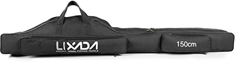 Solinder Bolsa de pesca, 170 cm, portátil, plegable, bolsa de caña de pescar, equipo de caña de pescar, aparejo, bolsa de transporte, bolsa de viaje, bolsa de almacenamiento, organizador, Negro, 150cm