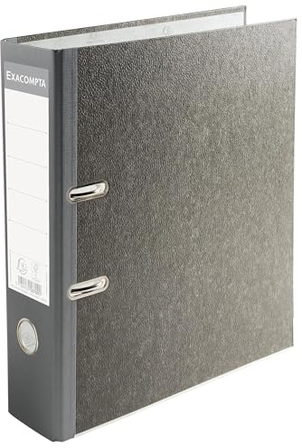 Exacompta - réf. 53709E - Carton de 20 classeurs à levier papier marbré gris - Dos 80 mm - Mécanique 80 mm - Dimensions extérieures : 32 x 29cm - Format à classer A4 - Gris - dos gris