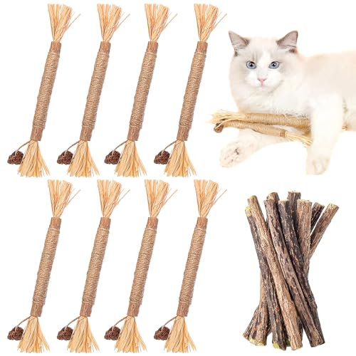 UZSUZZ 23 Stück Katzenminze Sticks und Spielzeug - 15 Matatabi Sticks für Katzen Zahnpflege - Natürliche und Sichere Kaustangen
