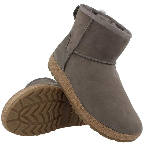 HAFLINGER Lammfell Leder Boots Aino Outdoor Stiefel unisex Grau (Anthrazit 4), Gr 38