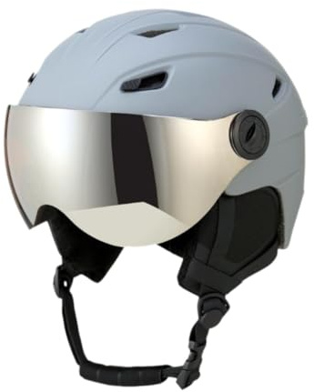 Qianly Casco de Esquí con Gafas Protección contra Impactos Forro Transpirable Ajuste Regulable Adecuado para Hombres y Mujeres en Deportes de, Gris, M