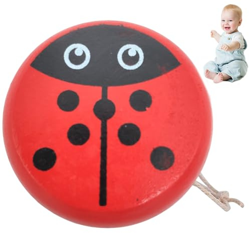 Jorzer Ladybug yoyo avec Une Corde Portable Mignon de Ladybug Motif en Bois pour Enfants en Bois