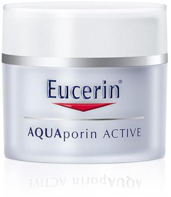Eucerin AQUAporin ACTIVE Creme für normale und Mischhaut (50 ml), Gesichtsfeuchtigkeit bis zu 24 Stunden, Gesichtscreme mit Tag- und Nachtformel mit Glucoglycerin, geeignet für Mischhaut und normale