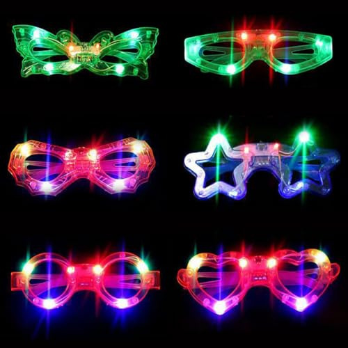 ZOMKIFA 6 Piezas Gafas Luminosas LED, Halloween Gafas LED Parpadeantes, Gafas Carnaval, Gafas Luminosas Para Fiestas LED Gafas para Halloween Navidad Fiesta Carnaval
