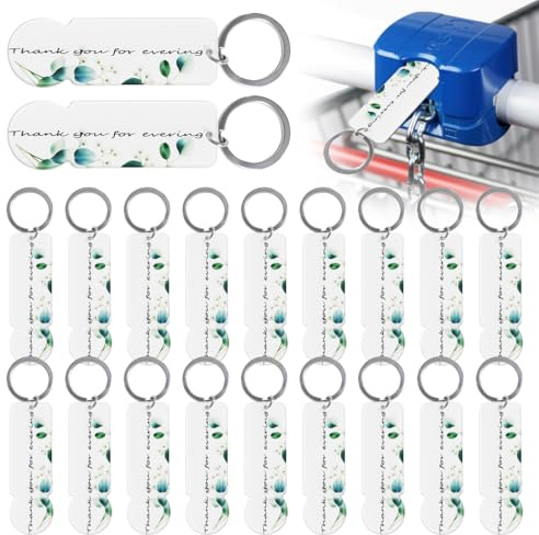 Wxgoqrcn 20 Pezzi Gettone Carrello Spesa in Acrilico Gettoni Carrello Spesa Multifunzionali Portachiavi Grazie Motivazionali Adatti per Battesimi Matrimoni Natale e Compleanni (7 x 2.2 cm)