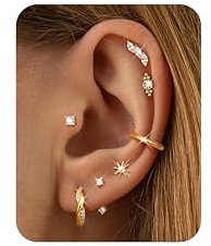 Dochais 7 Paires Boucles d'Oreilles Acier Chirurgical 316L pour Femme Petites Boucles d'Oreilles Piercing Helix Boucle d'Oreille Cartilage Femme Or Creoles Conch Tragus Piercing Oreille Bijoux B